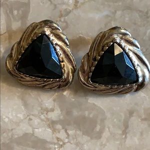 Black and Gold Stud Earrings